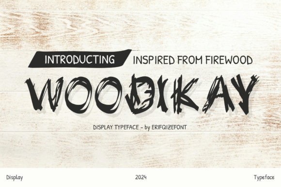 Woodikay: The Bold Display Font with Organic Firewood Texture